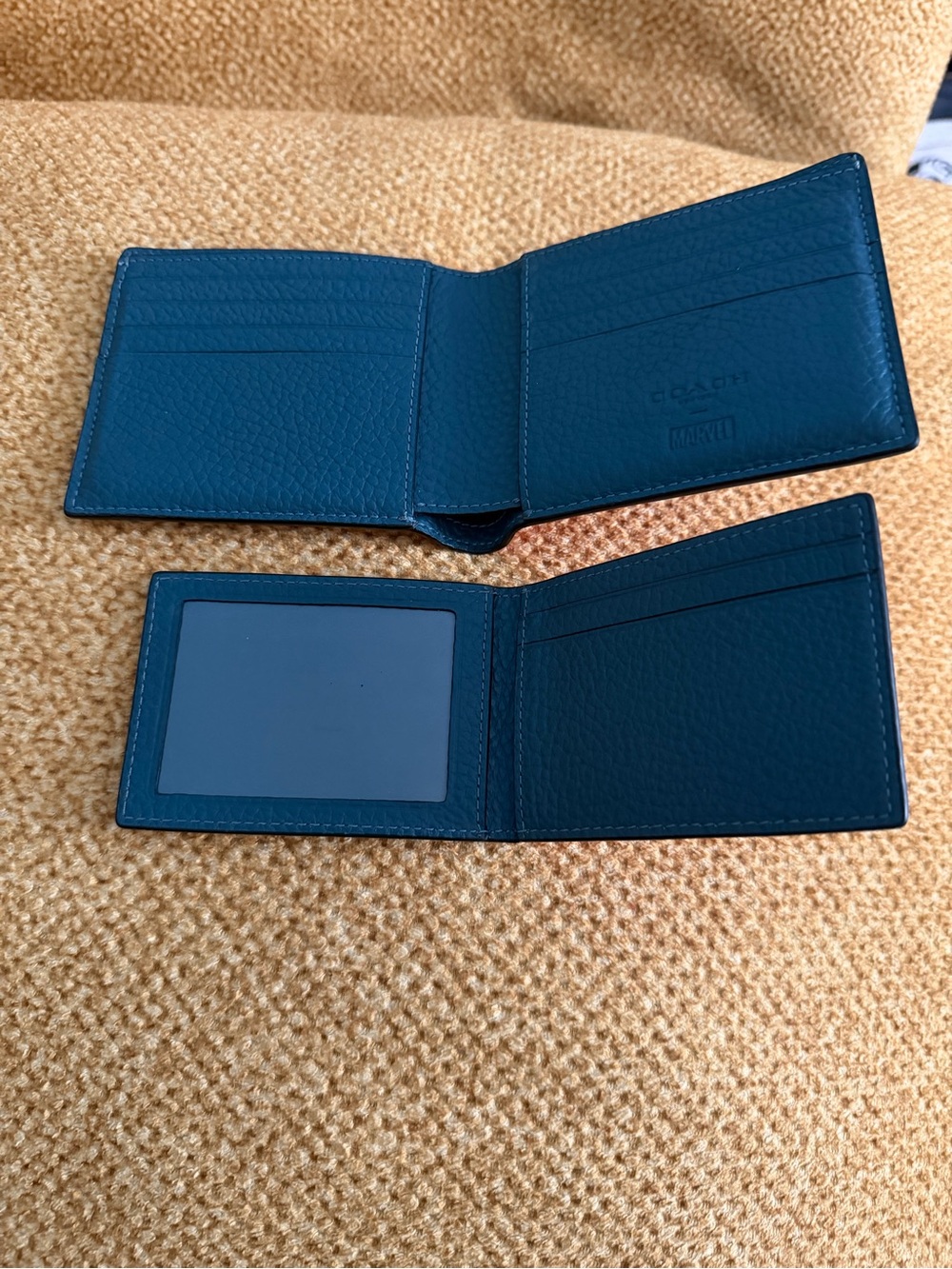 Coach Red Leather Spider-Man Bi-Fold Wallet with Blue Accents - Picture 4 of 4